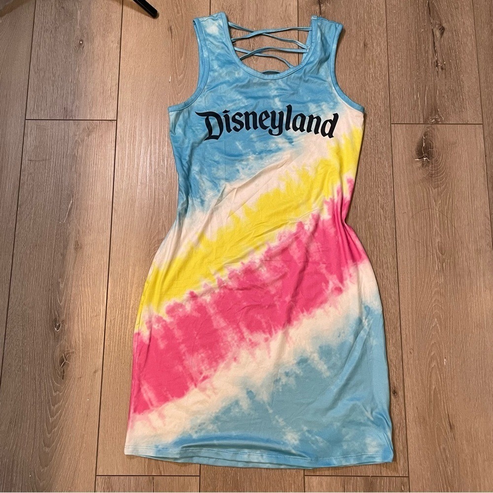 Disney Parks Tie Dye Racerback Tank Mini‎ Dress Pastel Rainbow S